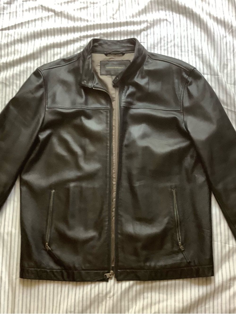 Banana Republic Men's Black Leather Moto Jacket